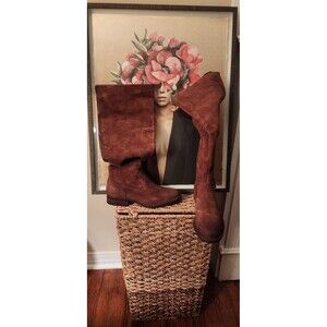 NEW Born Borman Distressed Brown Suede Leather Tall Back Zip Boot Size 6M